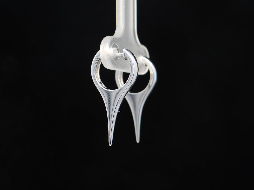White Gold Huggie Spike Earrings