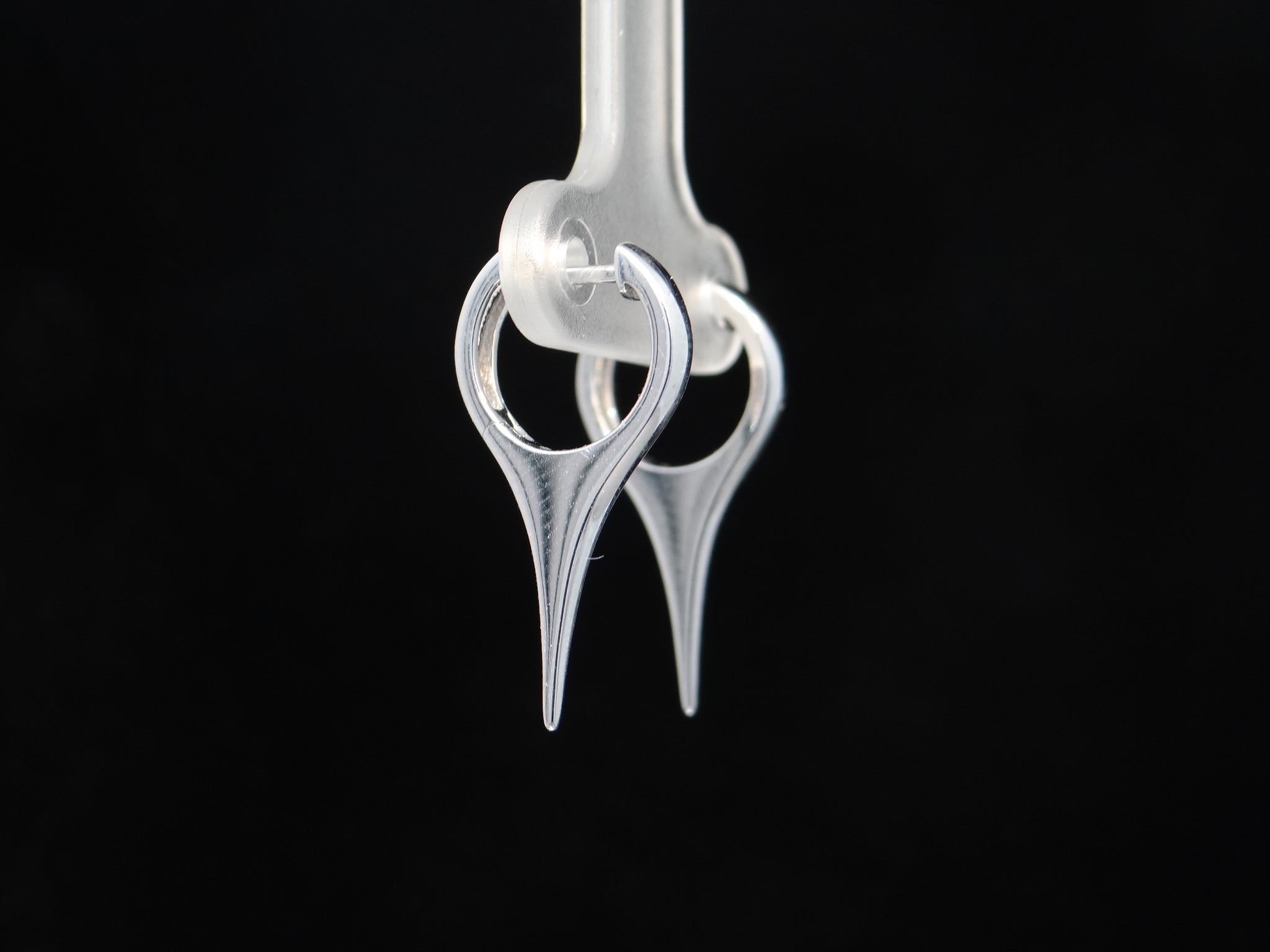 White Gold Huggie Spike Earrings