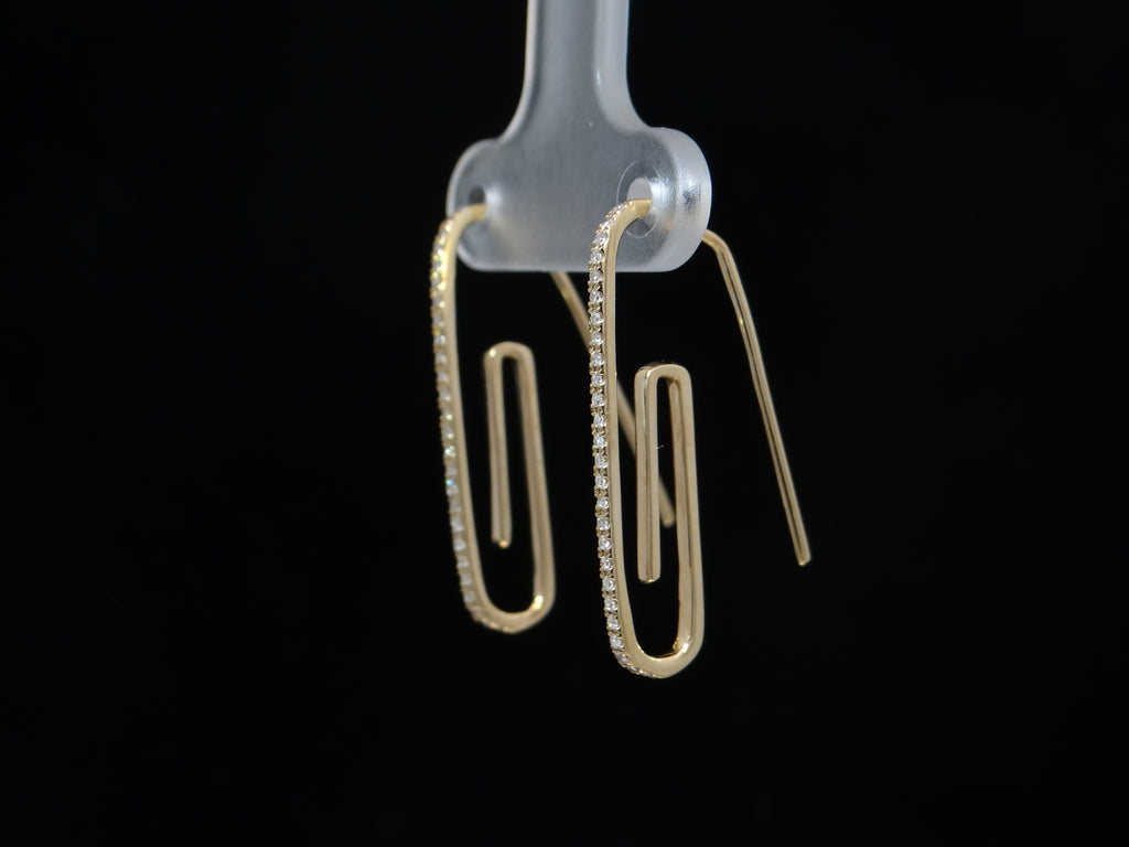 Paper Clip Earrings with Diamond Accents