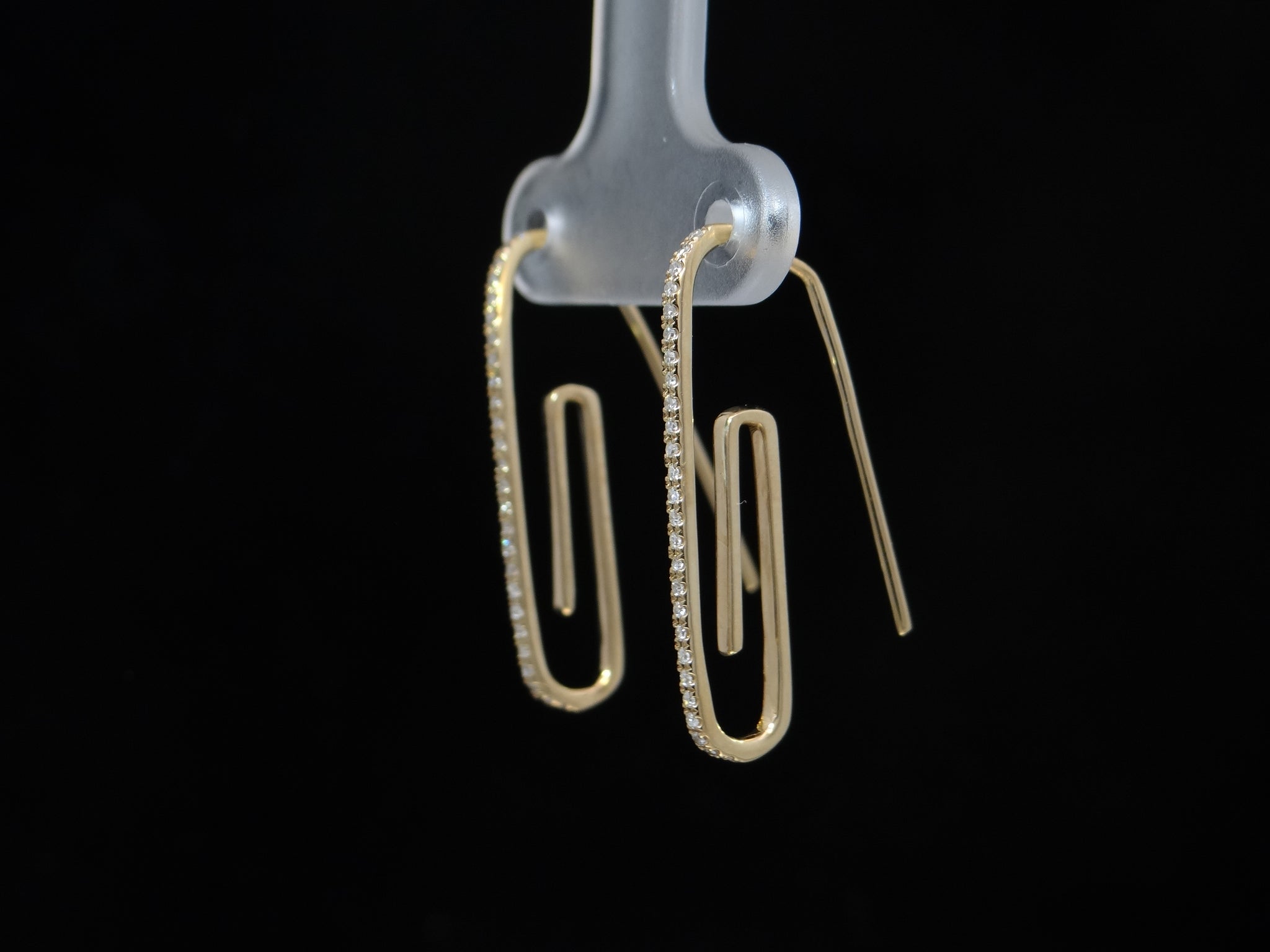 Paper Clip Earrings with Diamond Accents