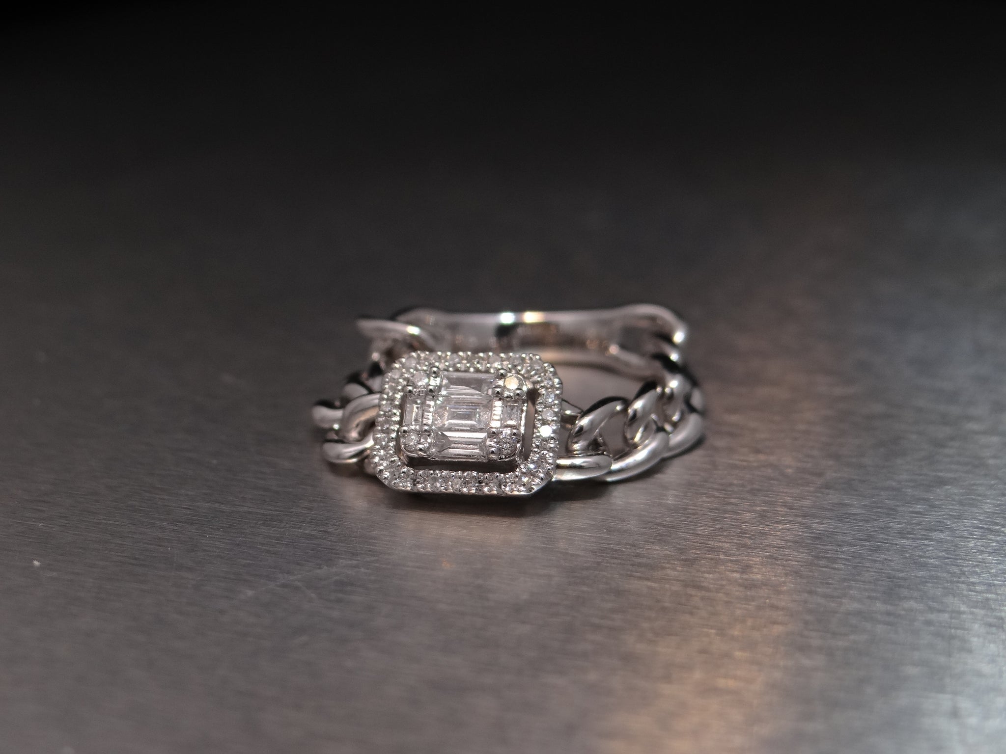 Diamond and Cuban Link Ring