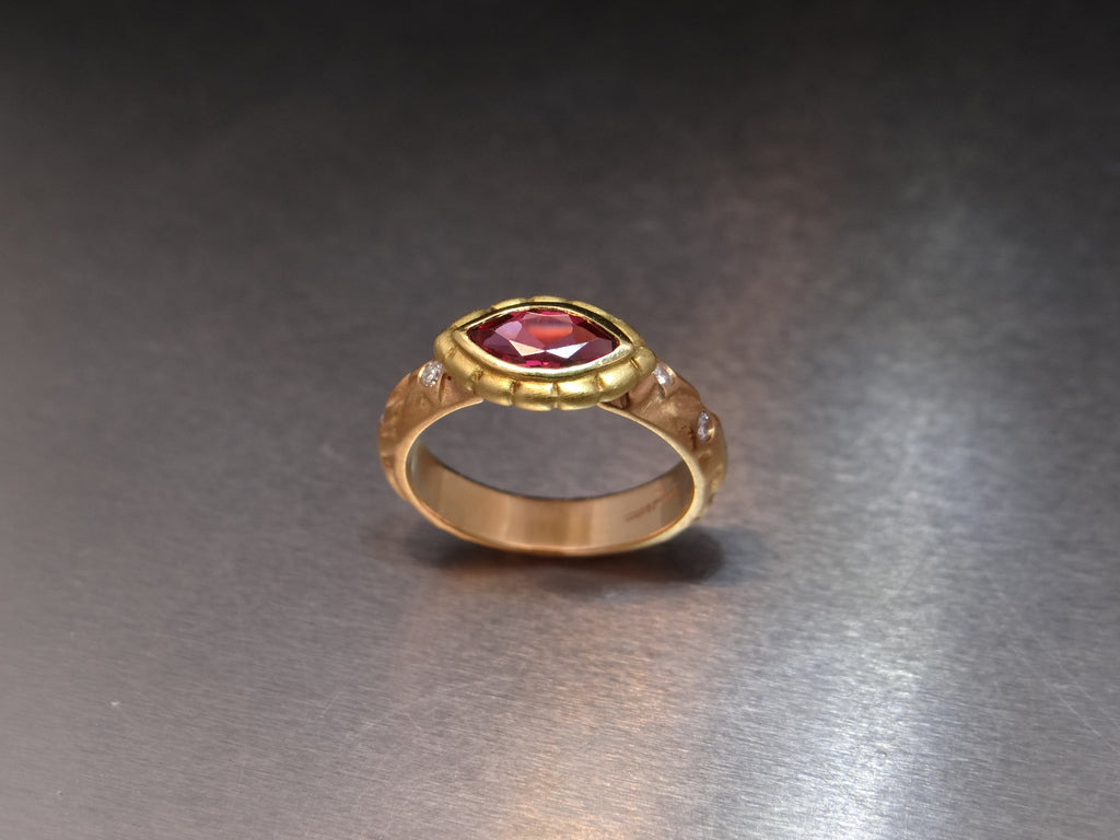 Two Tone Pink Tourmaline Ring with Diamond Accents