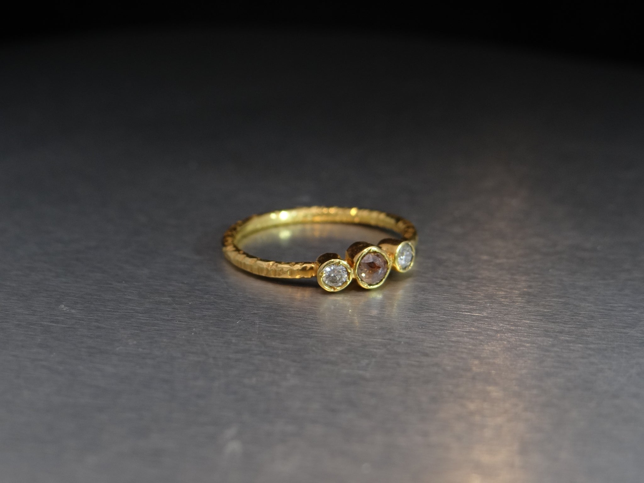 18K yellow gold Diamond 3 Stone Ring