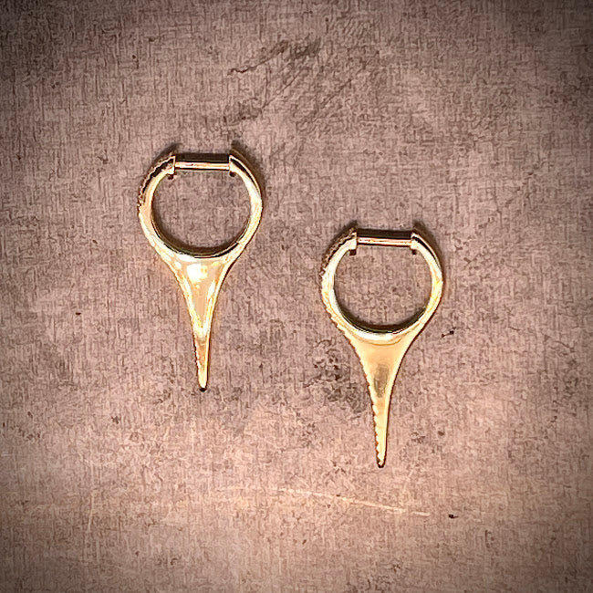 Side Profile of 14k Yellow Gold Diamond Drop Earrings