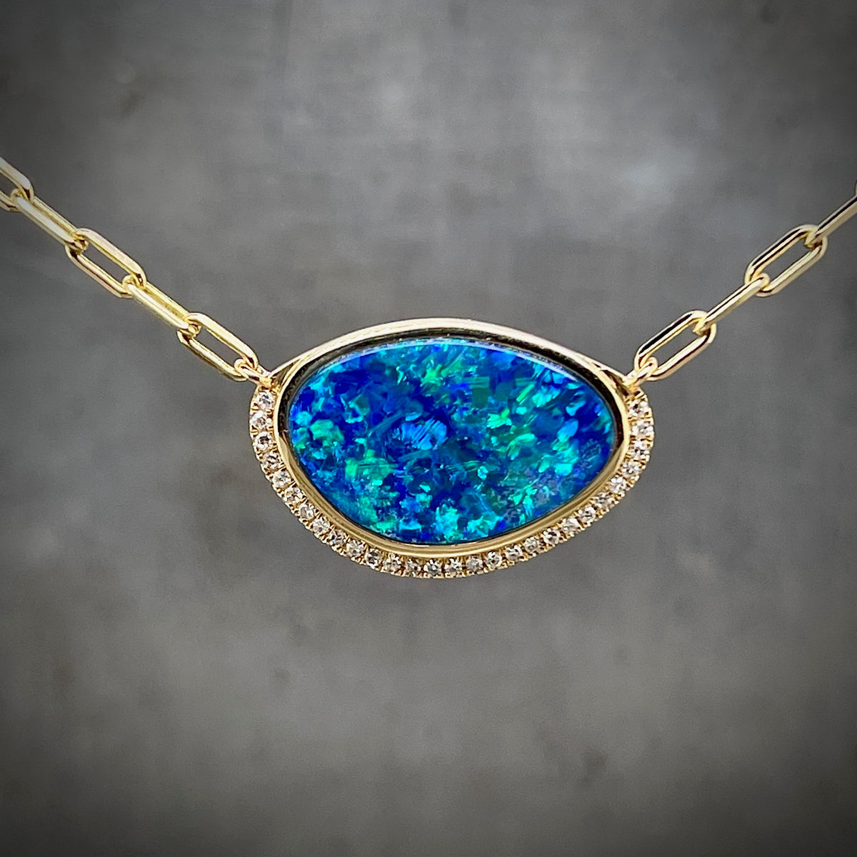 Freeform Opal and Diamond Necklace — William Travis Jewelry