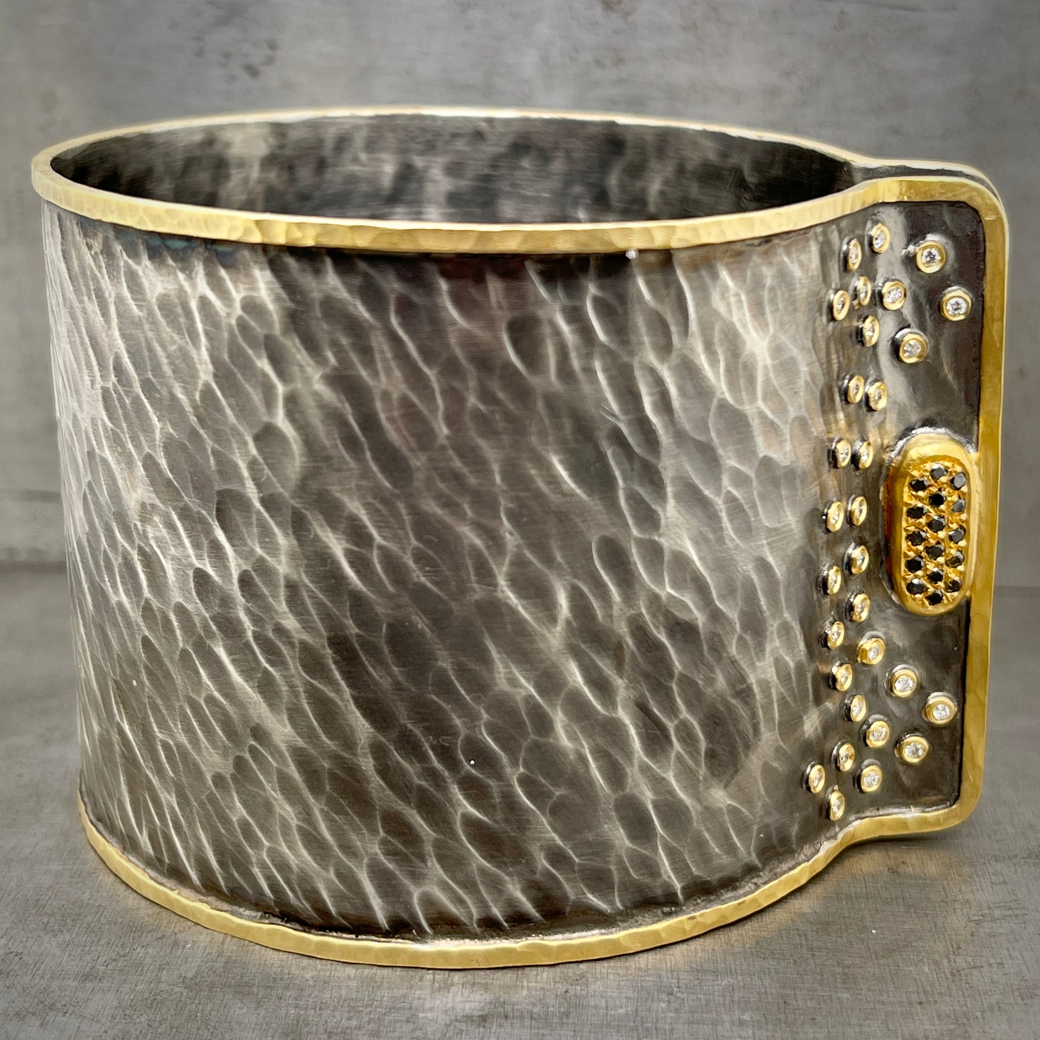 Full frontal view of ancient oxidized cuff.