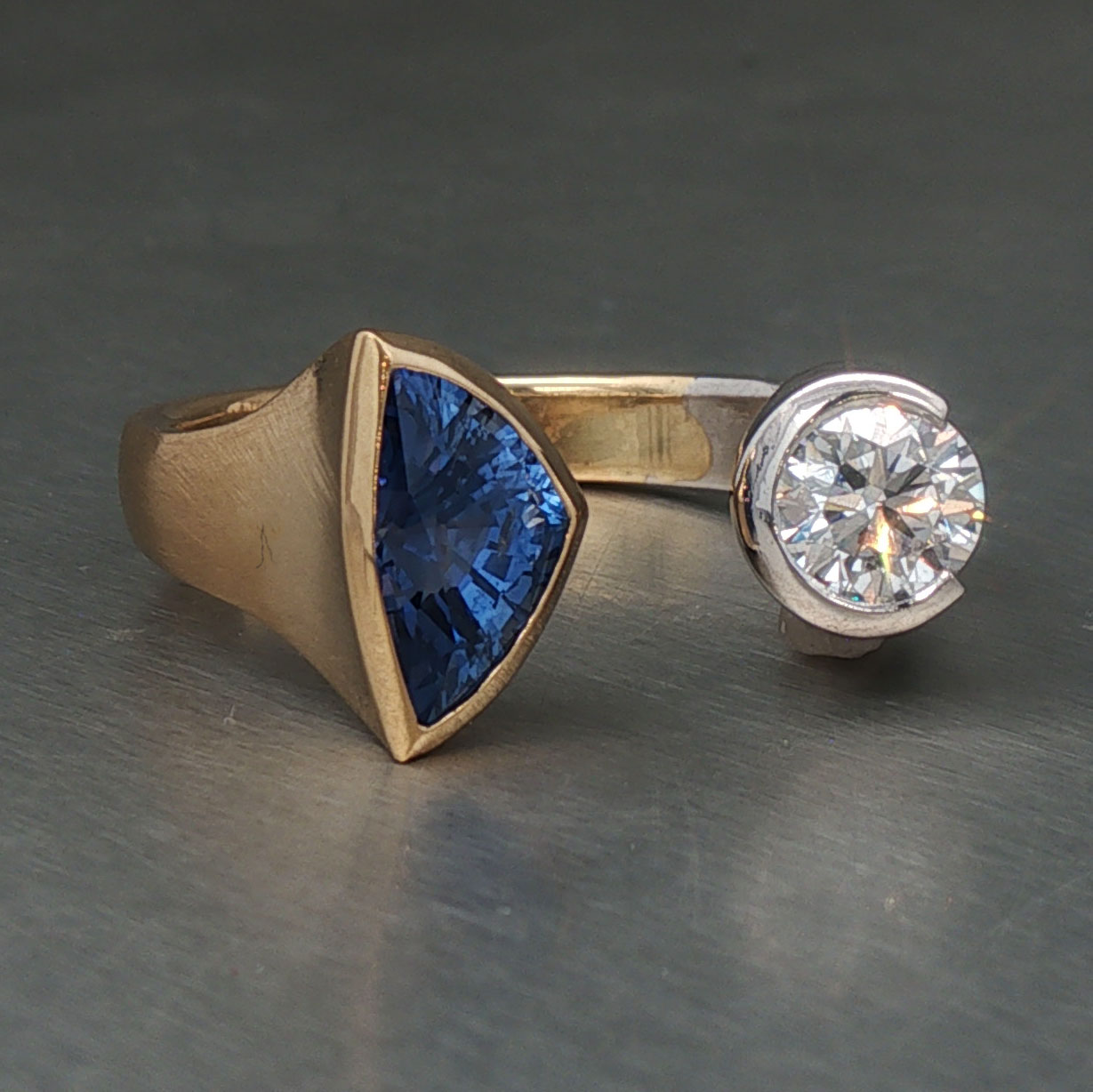 Trillion Sapphire Diamond Ring