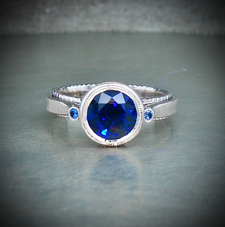 Spectrum Award Winning Platinum Blue Sapphire Ring