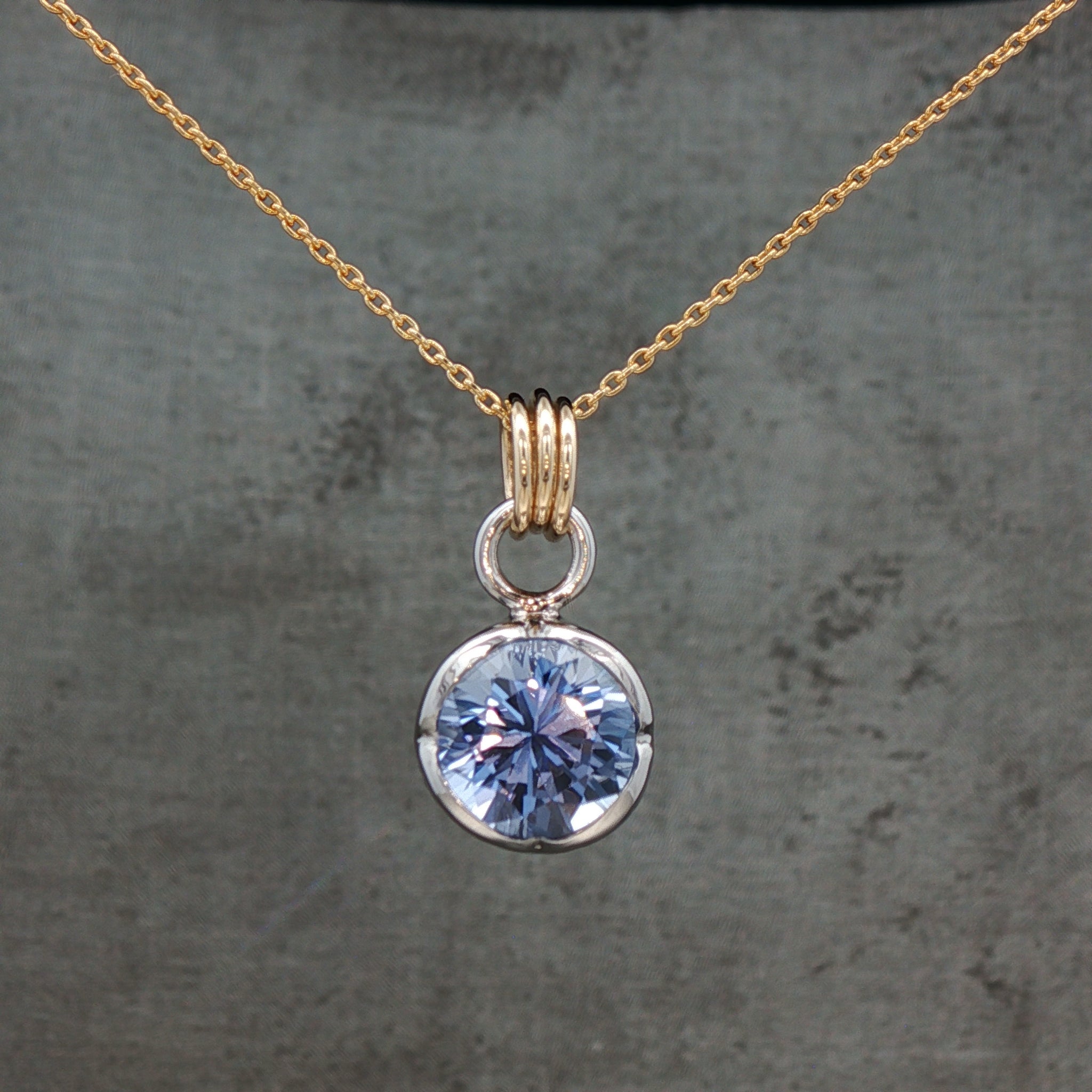 Carolina Blue Scalloped Sapphire Platinum Pendant