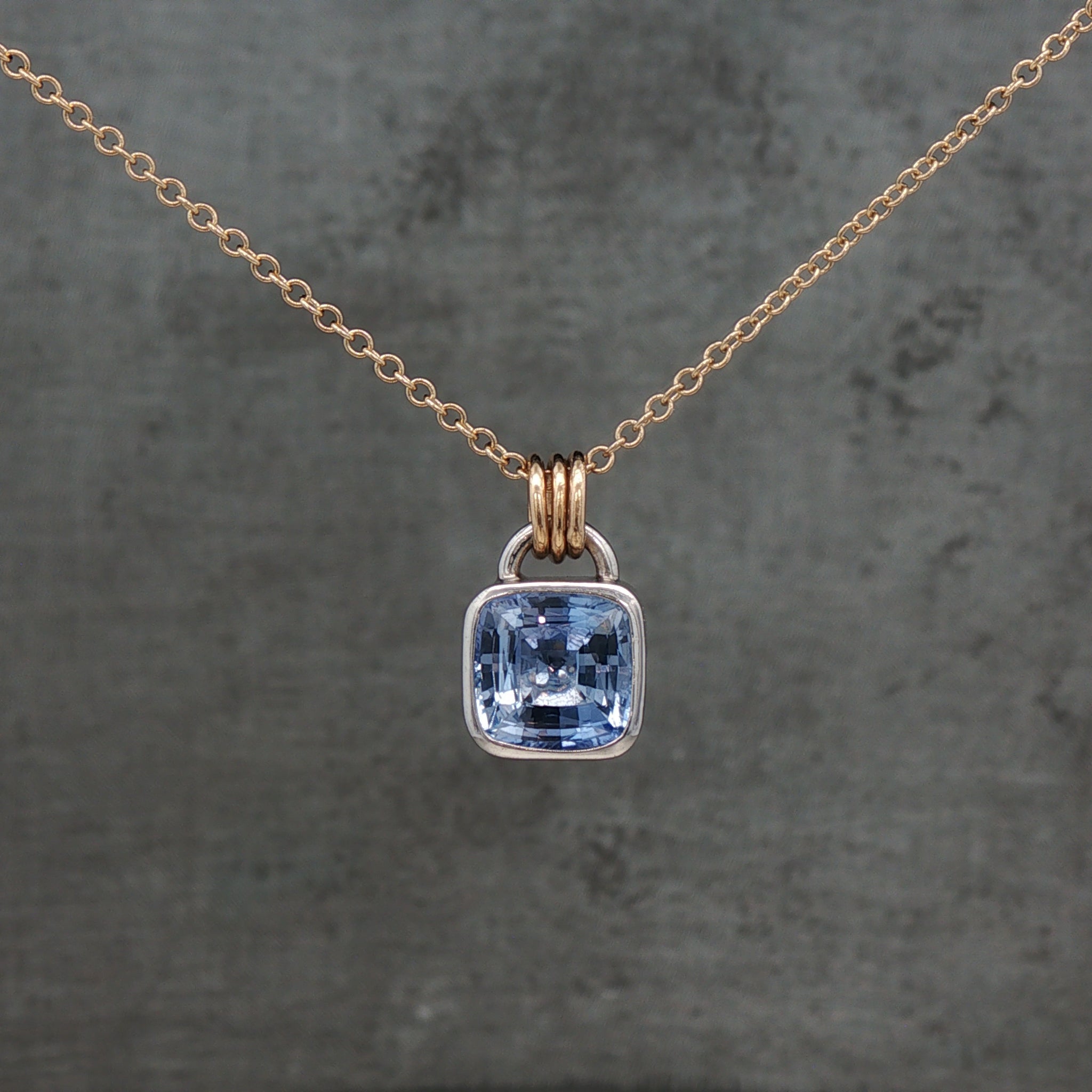 Cushion Carolina Blue Sapphire Necklace