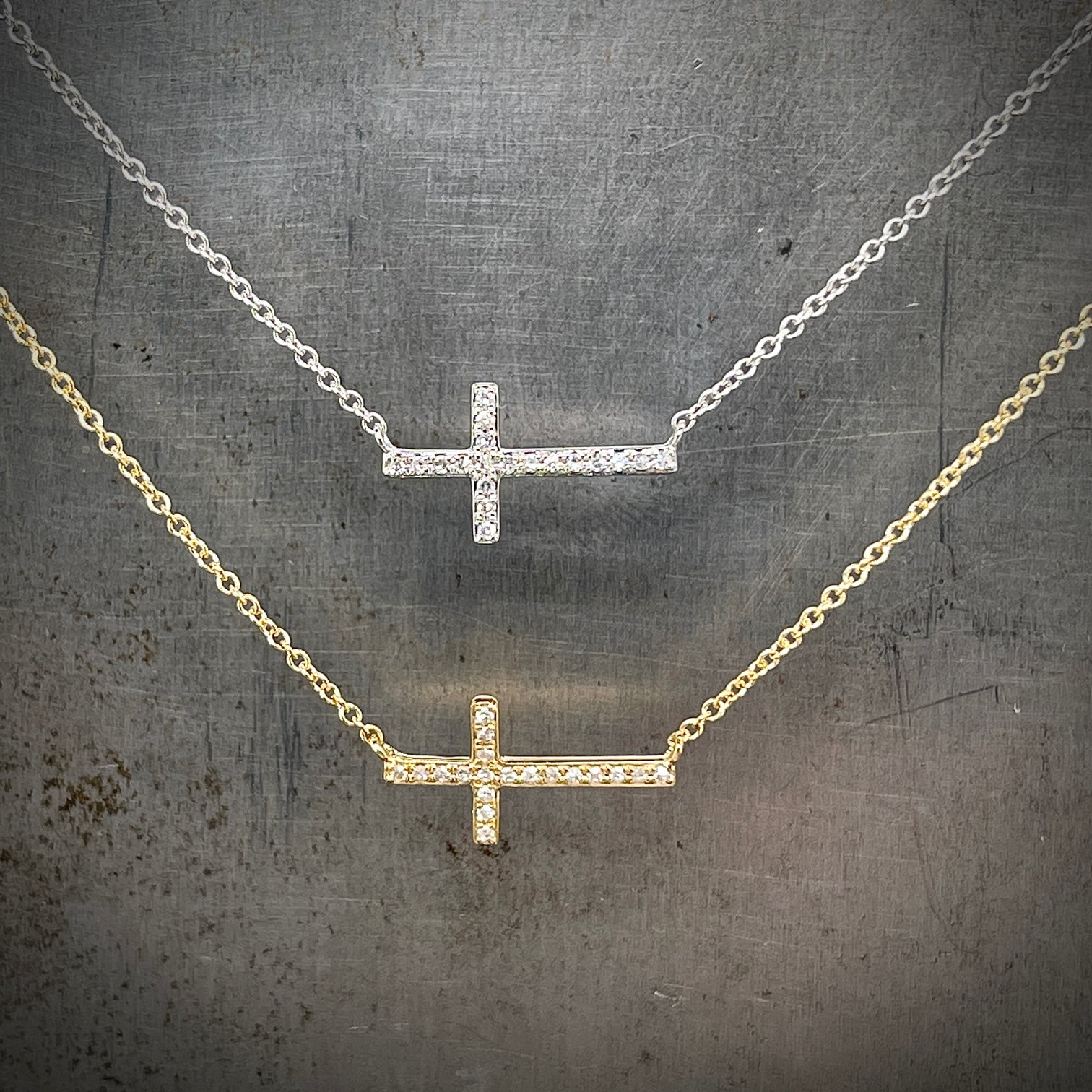 14k Gold Diamond Cross Necklaces