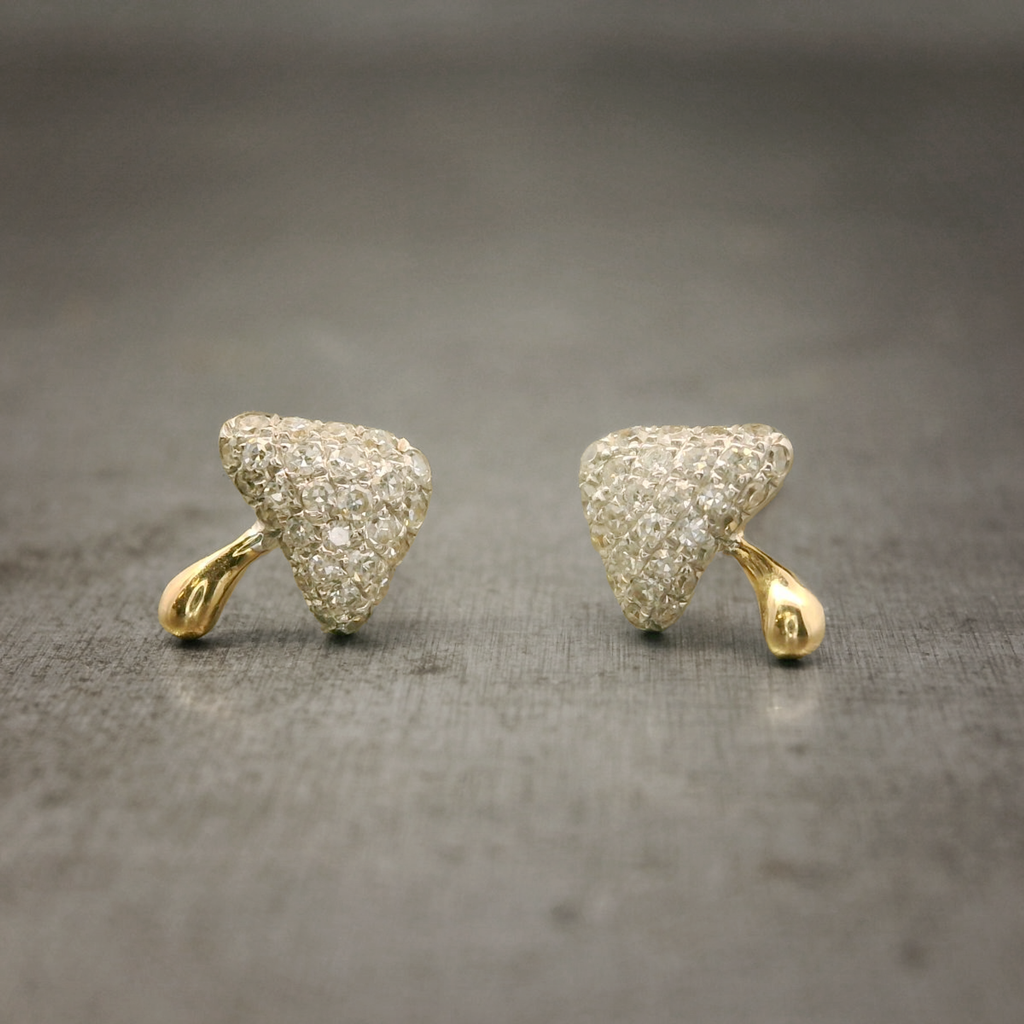 14 karat yellow gold and diamond mushroom studs