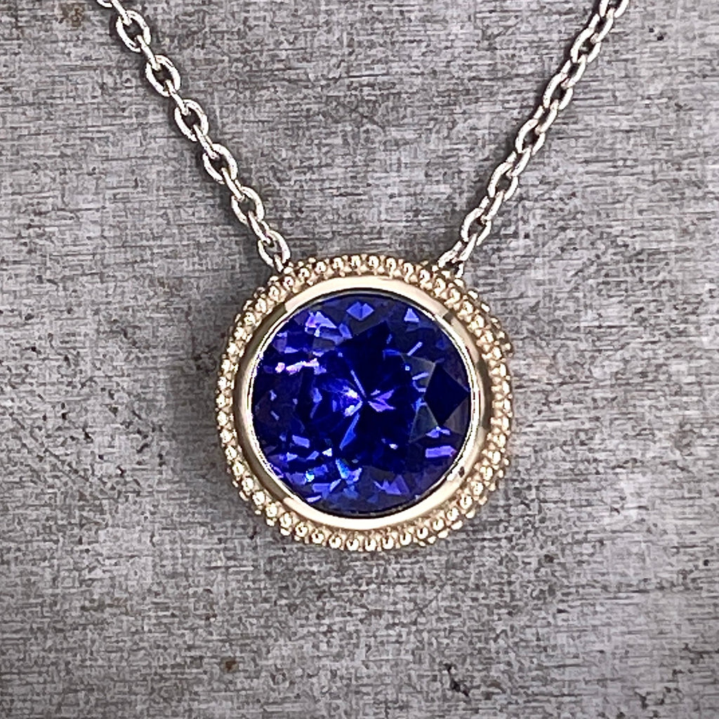 Front View of 14K White Gold Tanzanite Necklace