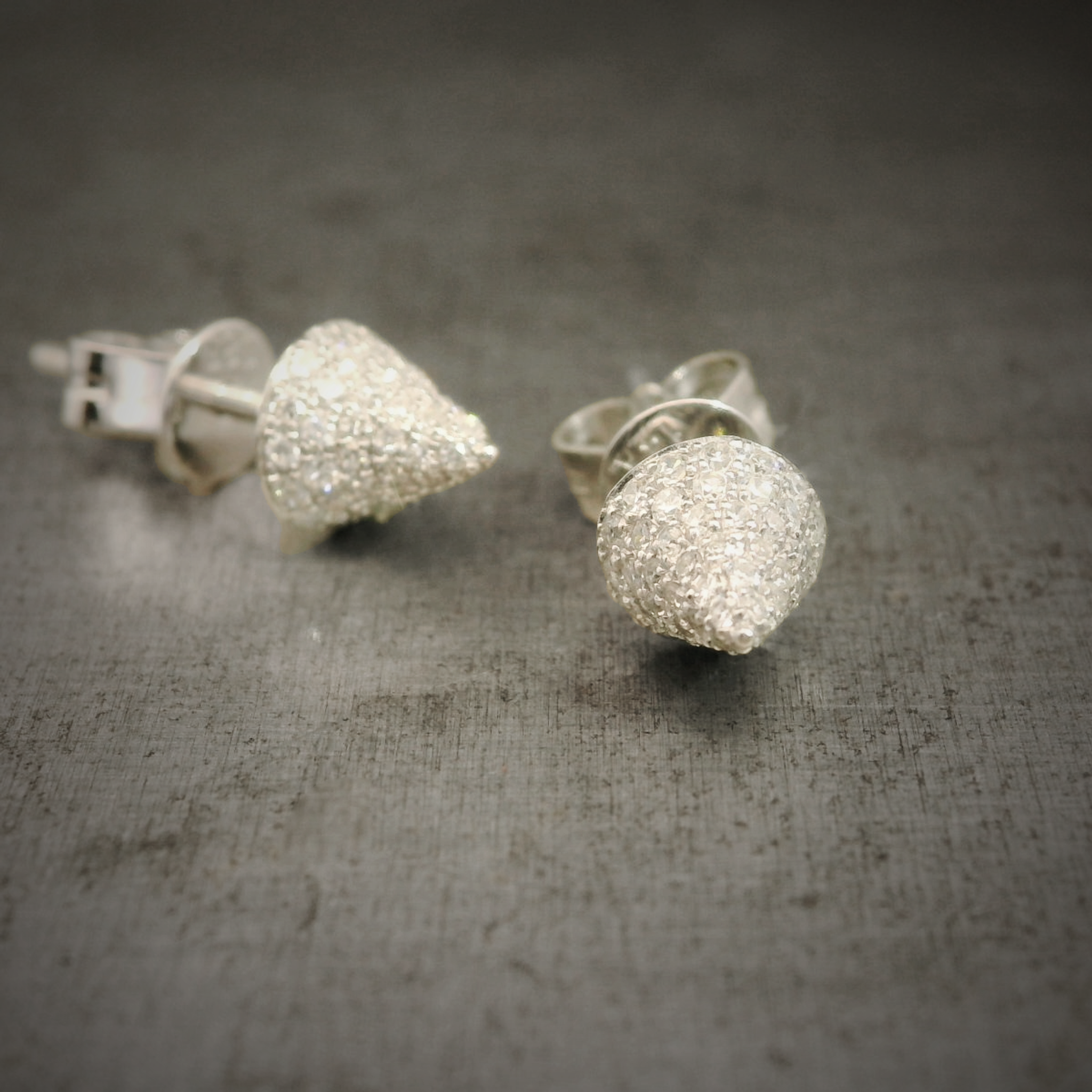 White Gold and Diamond Spike Studs