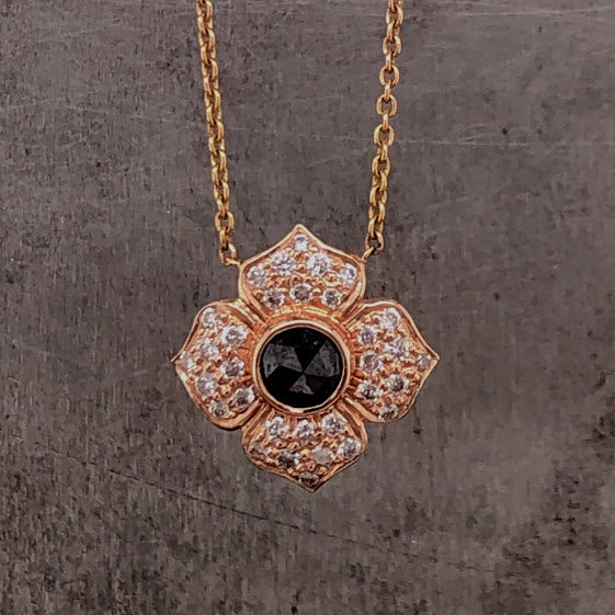 Black Diamond Flower Necklace