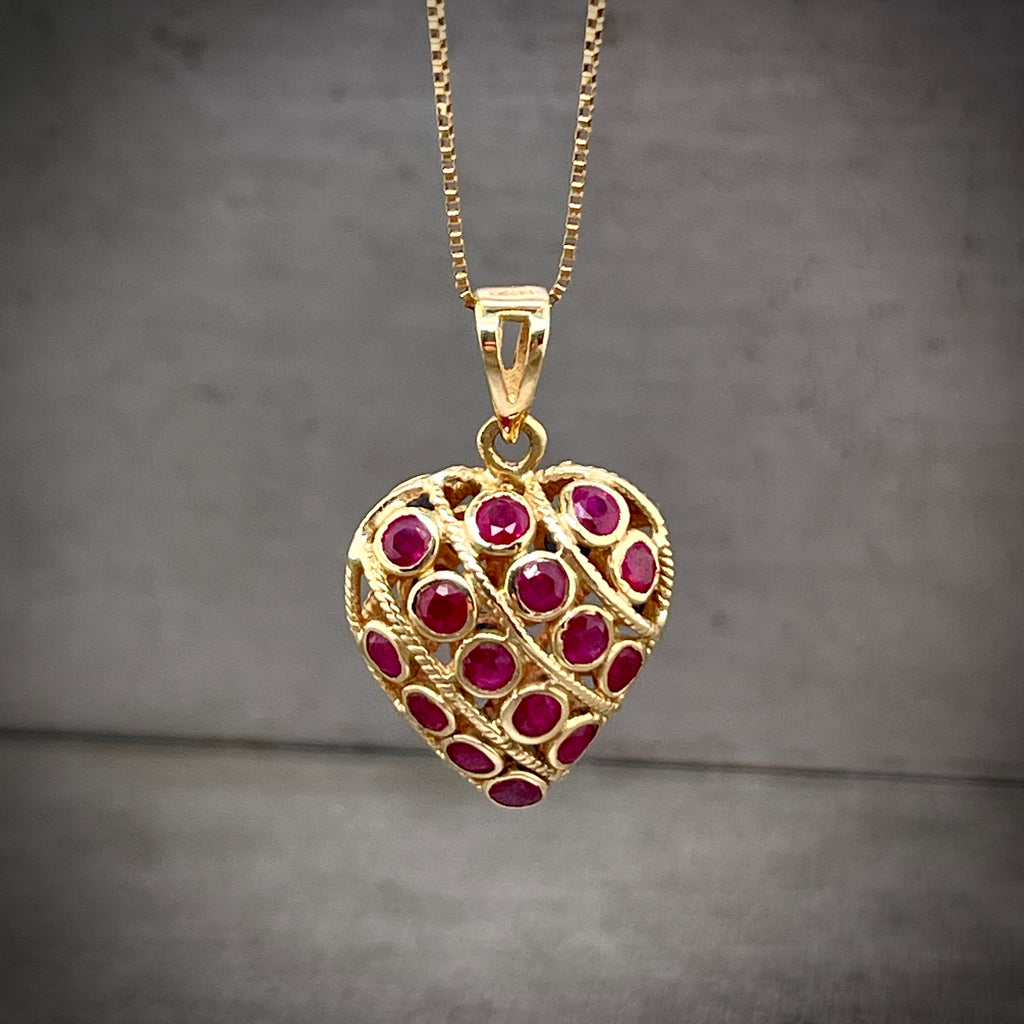 Reversible Sapphire & Ruby Heart Necklace