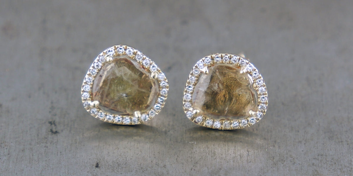 Diamond slice earrings deals